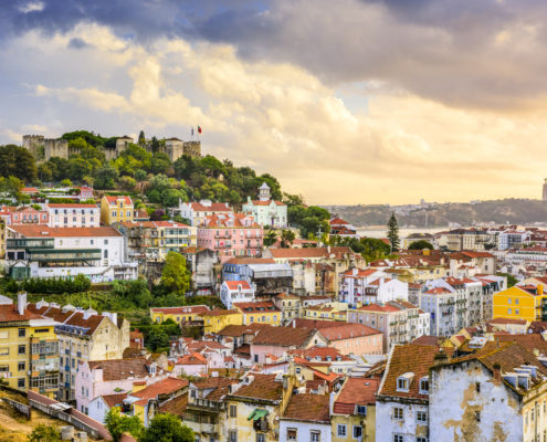 Lisbon, Portugal Skyline and Castle